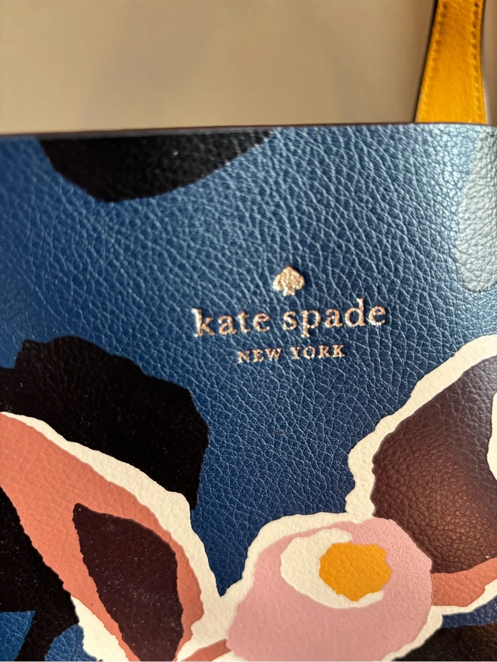 kate spade navy floral print tote with pink accents reversible!